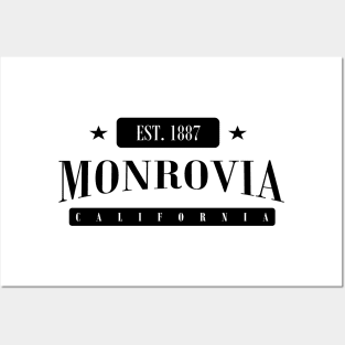 Monrovia Est. 1887 Standard Black Posters and Art